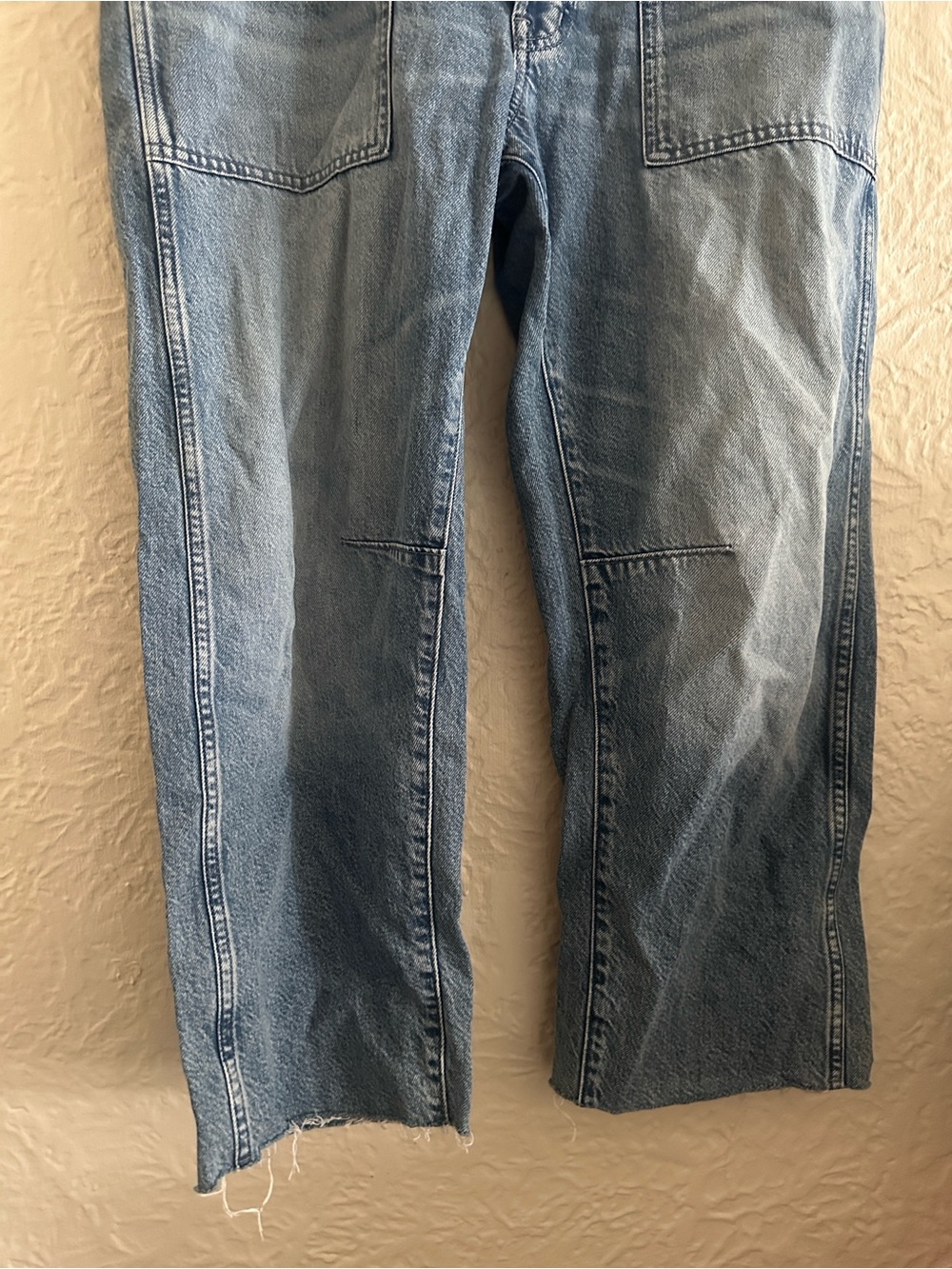 Madewell the Darted Barrel Leg Jeans 31 Riverbend Medium Wash Rigid Raw Hems - Picture 9 of 15
